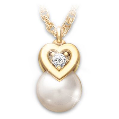 My Precious Granddaughter Cultured Pearl And Diamond Pendant Necklace