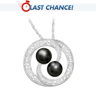Lover's Knot Cultured Black Pearl & Diamond Pendant Necklace