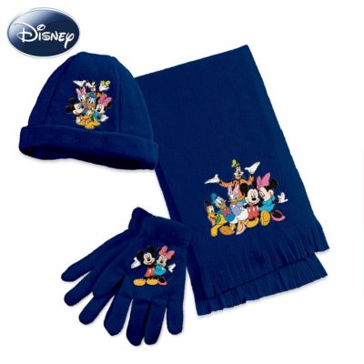 You will always remain warm when you brave the weather with your favorite Disney friends! Uniting the comfort of high-quality fleece with the enchanting images of Mickey and Minnie Mouse, Goofy, Pluto, Donald Duck and more, The Bradford Exchange is proud to introduce The Magic of Disney Scarf Set. This luxuriously coordinated 3-piece scarf set includes a stylish one-size-fits-all hat, cozy gloves, and a fancy fringed scarf, and is guaranteed to surround you with Disney magic no matter how cold it is outside.Artwork of the beloved Disney characters is reproduced in detailed embroidery across all four pieces of this Disney winter accessories set, crafted of high-quality mid-weight fleece for wind resistance and comfort. In a vibrant deep blue color that complements most clothing ensembles, this Disney scarf set will make a splendid addition to your wardrobe. Braving the cold never looked as promising as it does dressed in this magical Disney accessory set - order now!This fine apparel is not intended for children.