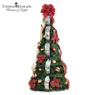 Thomas Kinkade Holiday Classics Fully Decorated 4-ft Pre-Lit Pull-Up Christmas Tree