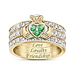 Blessing Of The Claddagh Emerald & Diamond Hidden Message Ring