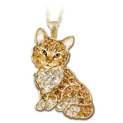 Purr-fect Kitten Crystal Pendant Necklace