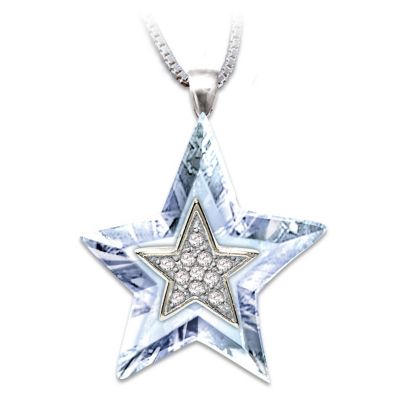 Your eyes and heart sparkle at the very thought of your granddaughter. Now, you can show her just how bright your love for her shines with this crystal star pendant, a fine jewelry exclusive from The Bradford Exchange. The foundation of this sparkling necklace is a genuine faceted crystal set with a solid sterling silver star. A pave of genuine Swarovski crystals shines bright at the center. It gracefully suspends from a decorative 18" solid sterling silver chain.This sparkling star necklace comes with a touching sentiment card that reads, "My Dear Granddaughter, You are my Shining Star," lovingly expressing your affections for your granddaughter. This jewelry gift for your granddaughter arrives in a velvet jewelry pouch with a gift box perfect for gift giving. She'll treasure this keepsake gift forever. Strong demand is expected, so order now!  California Residents click here for Proposition 65 notice.