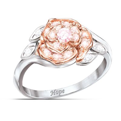 "The Rose Of Hope" Women's Ring: Breast Cancer Hope Gift