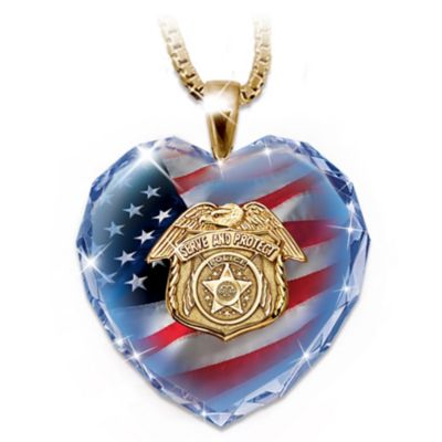 Police Crystal Heart Pendant Necklace