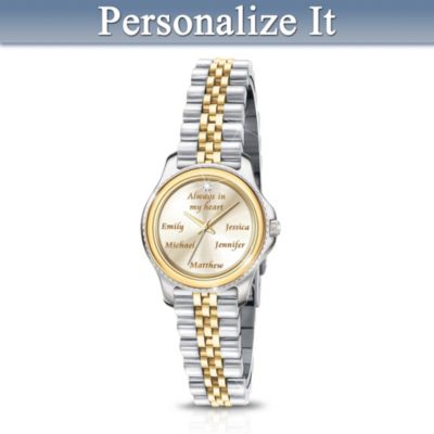 Always In A Mothers Heart Personalized Diamond Watch