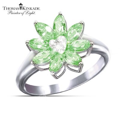 Thomas Kinkade Jewel Of The Garden Peridot And Diamond Women's Ring