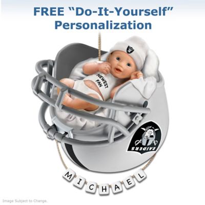 Oakland Raiders Personalized Babys First Christmas Ornament