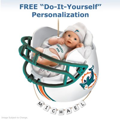 Miami Dolphins Personalized Babys First Christmas Ornament