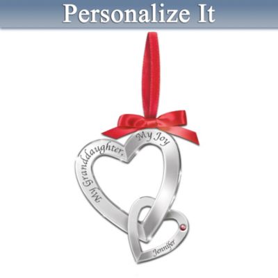 My Granddaughter, My Joy Personalized Heart-Shaped Birthstone Ornament
