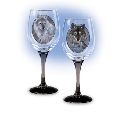 Legacy Of The Wild Wine Glasses: Wolf Art Glassware