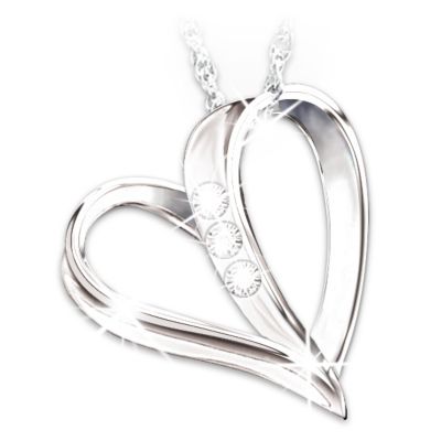 My Daughter, My Heart, My Love 3-Diamond Pendant Necklace