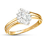 The Fire And Ice Solid 10K Gold Ring With 15 Genuine Diamonds In 3 Exquisite Cuts