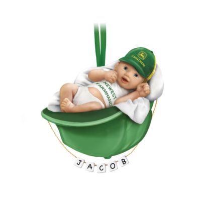 John Deere Newest Farmhand - Personalized Baby Christmas Ornament