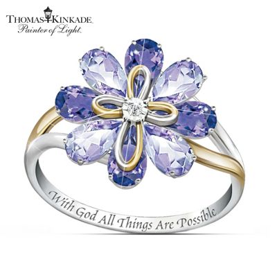 Thomas Kinkade Blossom Of Faith Amethyst And Diamond Ring