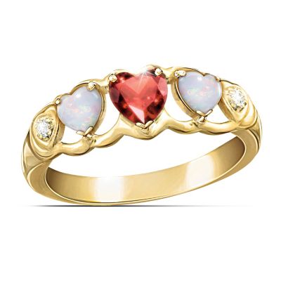 Heart-Shaped Diamond And Gemstone Eternity Ring: Loving Hearts