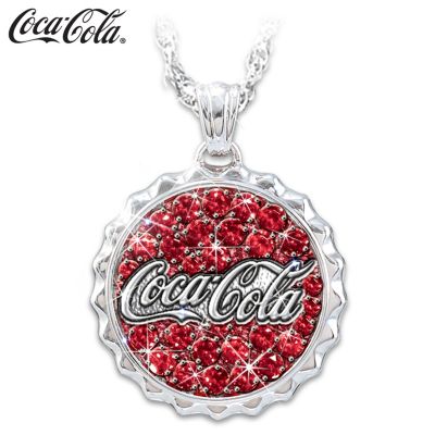 Coca-Cola Crystal Bottle Cap Pendant Necklace