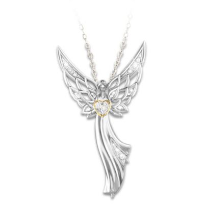 Guardian Angel Of Love Swarovski Crystal Pendant Necklace