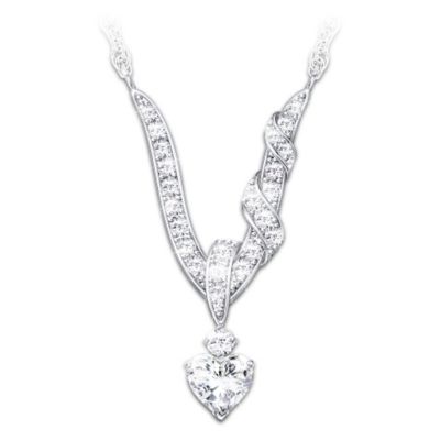 Heart-Shaped Sterling Silver Necklace With White Topaz Gemstones: Wrapped In Love