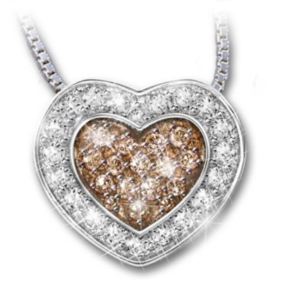 Heart-Shaped White And Chocolate Diamond Pendant Necklace: Heart Of Love