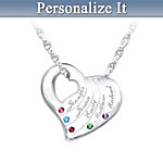 Family Is Love Personalized Genuine Birthstone Pendant Necklace