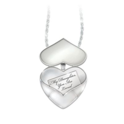 Heart-Shaped Daughter Diamond Locket Pendant Necklace: My Daughter, You Are Loved