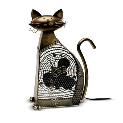 This is one cool cat with an air of sophistication who would love to make a place in your home. Stylish design and function come together in this Purr-fect Breeze decorative cat fan. This graceful feline features an elongated face with curly whiskers, a curvy tail and cast-metal riveted accents in a striking see-through design. High-quality, cast metal with a luxurious bronze-toned finish make this contemporary home decor the cat's meow.This self-standing decorative fan is a Bradford Exchange first. And it's as functional as it is stylish with a multi-faceted, three-point blade and a durable, 20-watt copper-spun motor with 2 speeds and an on/off switch. And it's whisper quiet and easy to clean. Strong demand is expected for this decorative cat home decor, so order now!