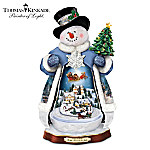 Thomas Kinkade Tis The Season To Be Jolly Christmas Musical Snowman Figurine: Lights Up!