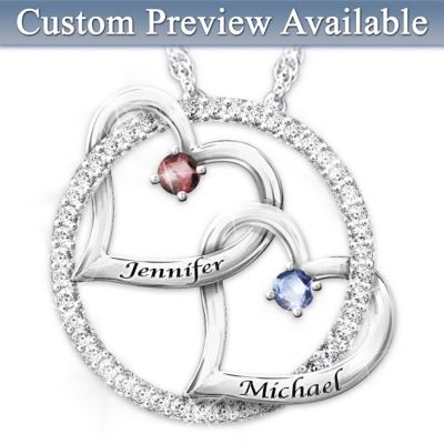Personalized Interlocking Hearts Pendant Necklace: Circle Of Love