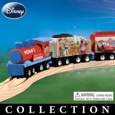 The inspiring imagination of Pixar has brought the magic of Disney to a whole new generation. Now your little one can relive that same movie magic with every single playtime. This heirloom-quality Disney Pixar train collection will enchant your tiny traveler with the adventure of Cars, Toy Story 3, Up, and other Disney Pixar favorites. Best of all, this collection of Disney Pixar toy train cars can be personalized for FREE, when you provide your child's name to appear on the Disney Pixar Locomotive Engine.Entirely people powered, with safe rolling wheels, this Disney Pixar train collection easily moves across flat surfaces, or over the included 8-piece track set.* And the adventure begins from the moment you receive Issue One, the Starter Set, including the Locomotive Engine personalized with your child's name, the Toy Story 3 Tender Car and the Lightning McQueen Car. Your future issues of additional sets will feature more Disney Pixar train cars with full-color artwork, all of which easily connect with safe magnetic couplers. Why not give your child a very personal way to enjoy Disney Pixar magic - order now!