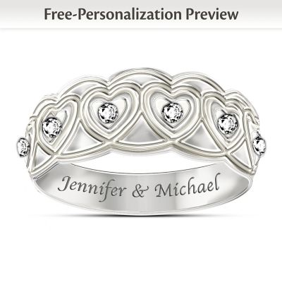 Hearts Full Of Diamonds Personalized Ring