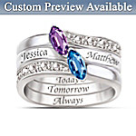 Engraved Personalized Birthstone Couples Ring: Together As One