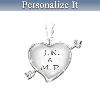 Personalized Heart-Shaped Diamond Pendant Necklace - You & Me Forever