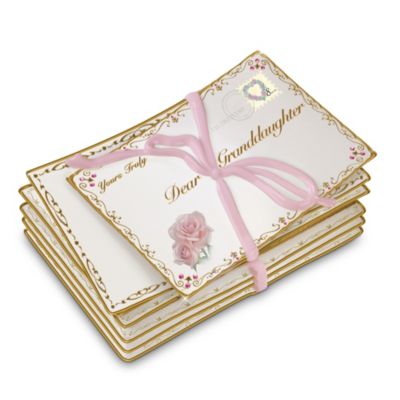 Dear Granddaughter Musical Love Letter Collectible Porcelain Music Box
