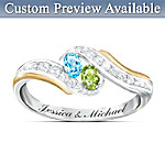 Personalized Birthstone Couples Ring: True Love Couples