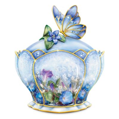 Butterfly Floral Art Heirloom Porcelain Music Box: Whispering Wings