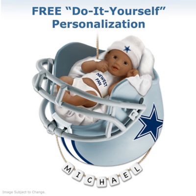 NFL Dallas Cowboys Personalized African-American Baby Christmas Ornament