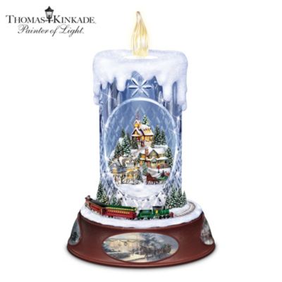 Thomas Kinkade Musical Tabletop Centerpiece Crystal Candle: Making Spirits Bright
