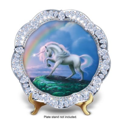 Diamond Unicorn Jeweled Collector Plate