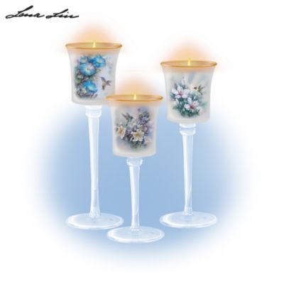 Lena Liu Floral Art Hand-Blown Glass Candleholder Set: Glow Of The Garden