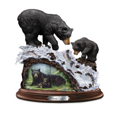 First Catch Black Bear Sculpture