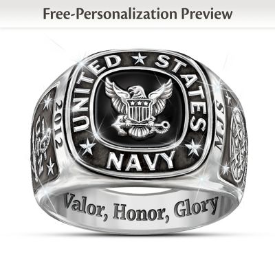 Navy Personalized Men's Ring