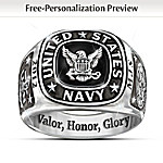 Navy Personalized Men's Ring