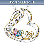 Personalized Birthstone Pendant Necklace: Loves Heart