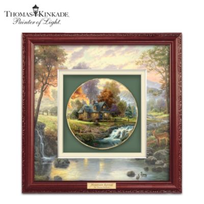 Thomas Kinkade Mountain Retreat Shadowbox Plate