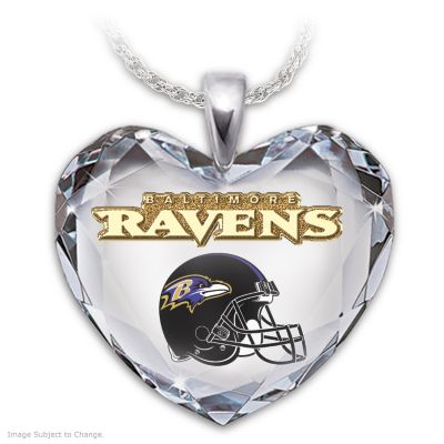 NFL Baltimore Ravens Crystal Heart Pendant: Go Ravens!