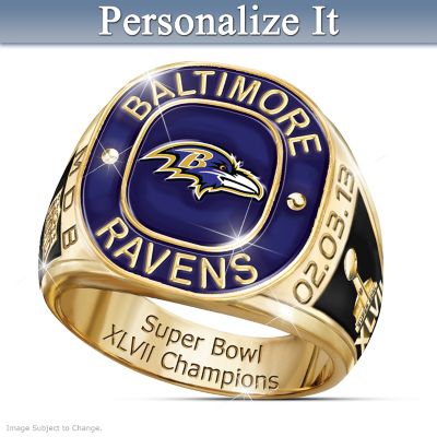 Personalized Men's Ring: Baltimore Ravens Super Bowl Champions