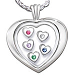 Buy Mother's Loving Heart Sterling Silver Heart-Shaped Birthstone Pendant