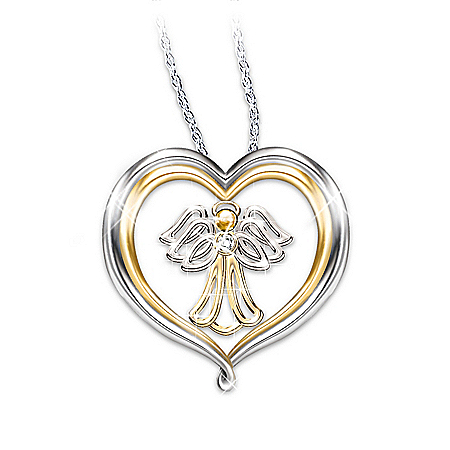 My Dear Granddaughter Heart-Shaped Angel Pendant Necklace: Jewelry Gift For Granddaughter