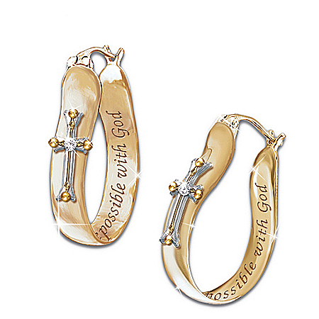 Thomas Kinkade Religious Diamond Earrings: Believe